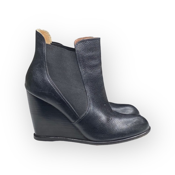 Corso Como  Edgy Biker Wedge Heel Platform Leather Boots Booties  Black 9.5M  - Picture 3 of 16